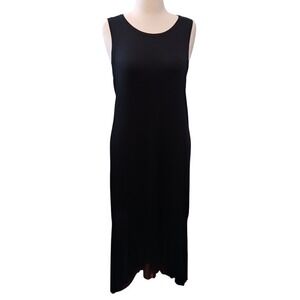 Sleeveless Maxi Dress Minimalist Black‎ Long Tank Dress